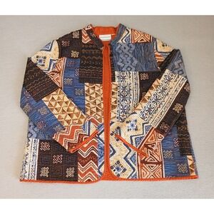 Alfred Dunner Open Jacket Blazer Patchwork Quilted Boho Lightweight Sz 2XP ?